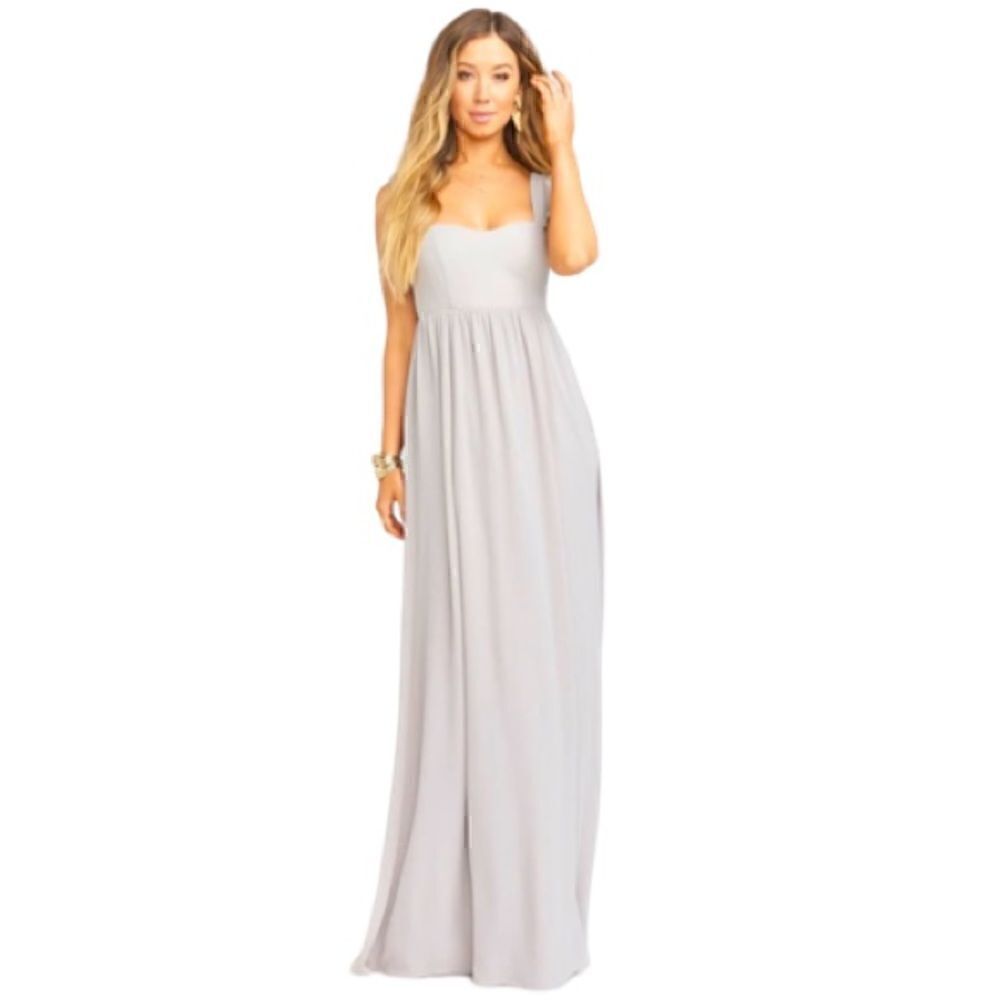 Show Me Your Mumu June Maxi Dress in Dove Grey Chiffon. Size Large. NWT!